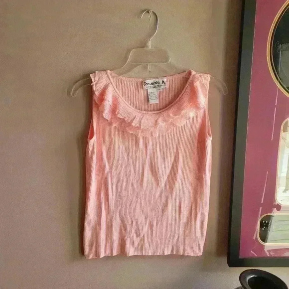JOSEPH A. Women's Flow Ruffle Pink Tank Top Size M Sleeveless - Picture 1 of 8
